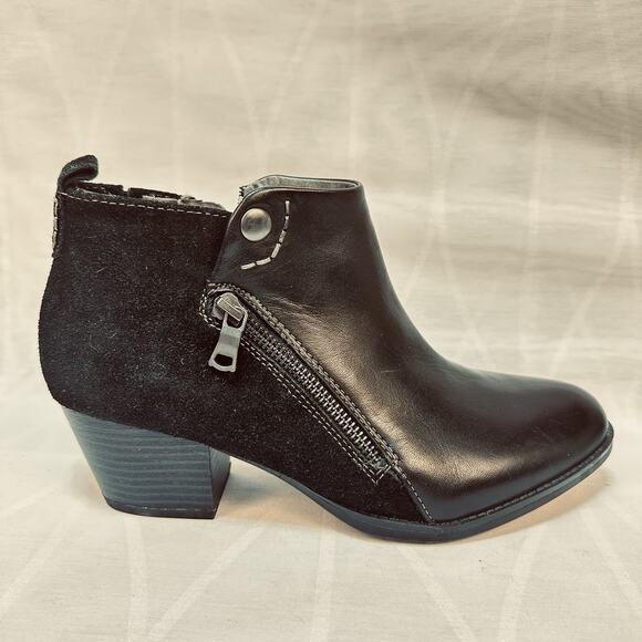 Earth Conway Maple Leather 9M Women's Black Zipper Ankle & Booties Boots - Picture 1 of 9